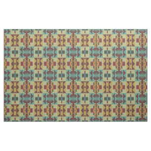 Oranje Blauwgroen Turquoise Green Dark Red Ethnic  Stof