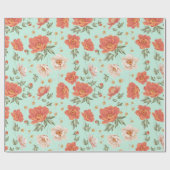  oranje blauwgroen voorlentepatroon cadeaupapier (Vlak)