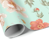  oranje blauwgroen voorlentepatroon cadeaupapier (Rol Hoek)