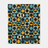 Oranje Blauwgroen zwart Patroon op maat Fleece Deken (Voorkant)