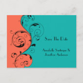 Oranje Blauwgroen zwarte wervelingen Bewaar de dat Aankondigingskaart (Voorkant)