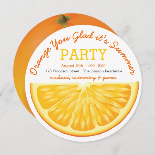 Oranje, blij dat het zomerfeest is kaart (Voorkant / Achterkant)