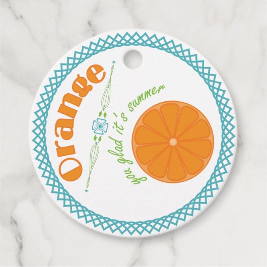 Oranje, blij dat het zomerfruitthema is bedankjes labels (Voorkant)