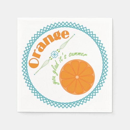Oranje, blij dat het zomerfruitthema is servet (Voorkant)
