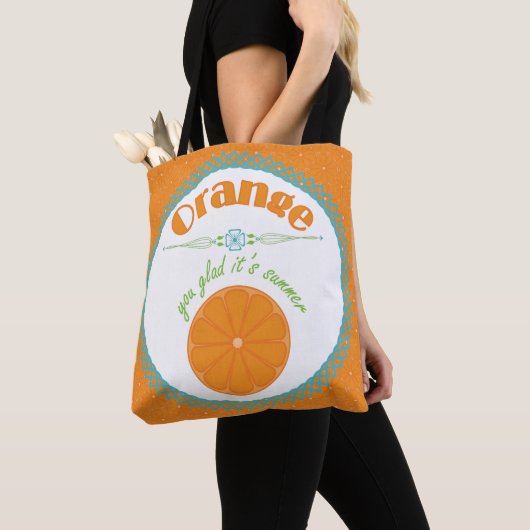 Oranje, blij dat het zomerfruitthema is tote bag (Dichtbij)
