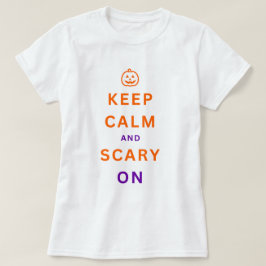 Oranje Blijf kalm en eng op tekst Halloween pompoe T-shirt