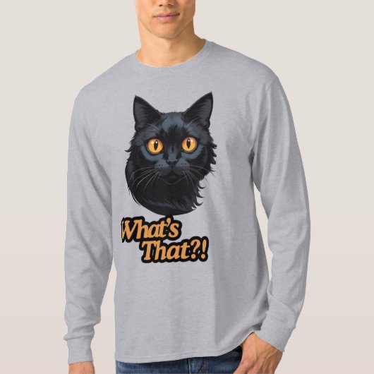 Oranje blik: Verrast zwart kattengezicht T-shirt (Voorkant)
