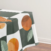 Oranje Bliss Dark Blauwgroen Checkers Tafelkleed (Voorbeeld)