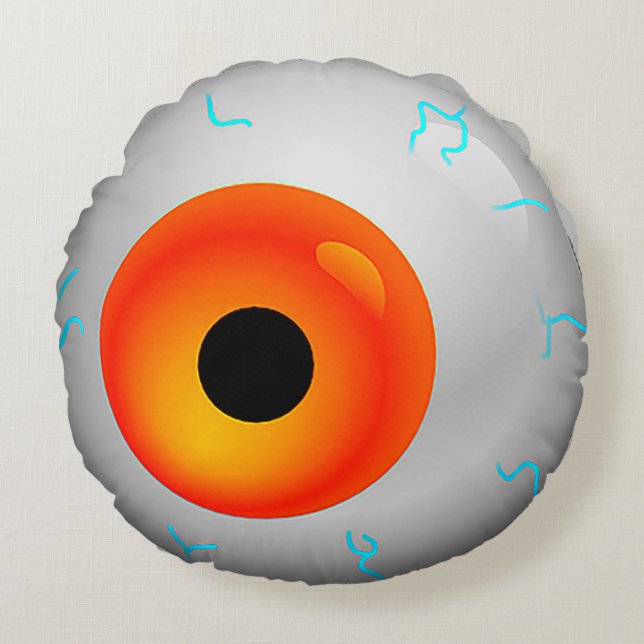 Oranje bloedschot Eye Zombie Halloween Round Rond Kussen (Voorkant)