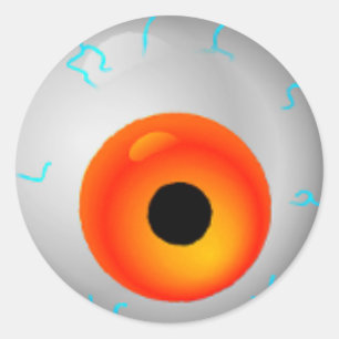 Oranje bloedschot Zombie Eyeball Halloween Ronde Sticker