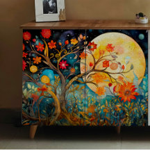 Oranje bloeiende boom decoupage tissuepapier