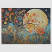 Oranje bloeiende boom decoupage tissuepapier (Voorkant)