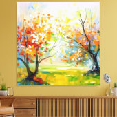 Oranje bloeiende impressies canvas afdruk (Insitu (Woonkamer))