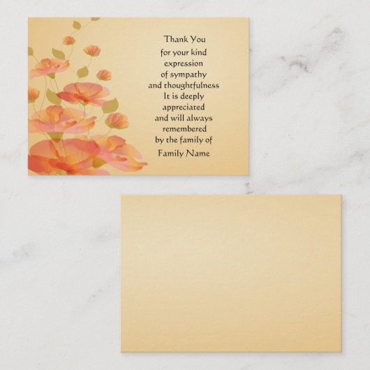 Oranje bloem bedankkaart notitiekaartje (Voorkant / Achterkant)
