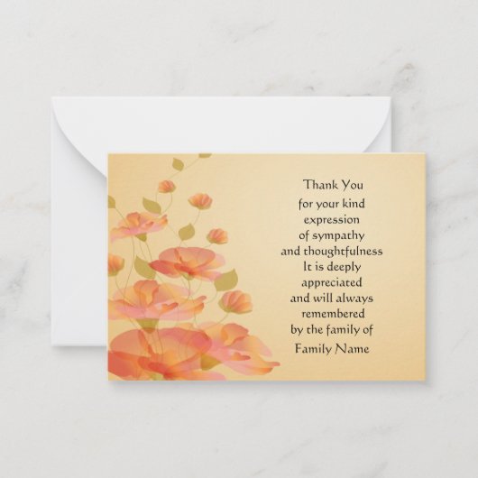 Oranje bloem bedankkaart notitiekaartje (Voorkant)