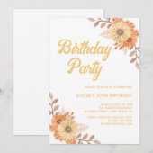 Oranje Bloem Botanisch Goud Wit Verjaardag Kaart (Voorkant / Achterkant)