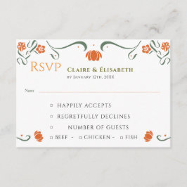 Oranje Bloem Bruiloft RSVP Kaart