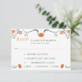 Oranje Bloem Bruiloft RSVP Kaart (Staand voorkant)