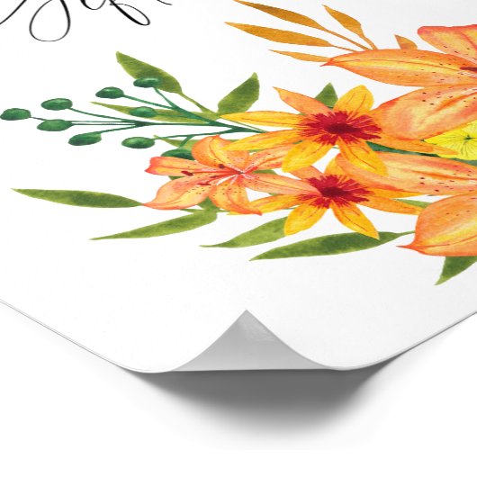 Oranje Bloem Bruiloftsborrel - Kaarten & Cadeaus Poster (Hoek)