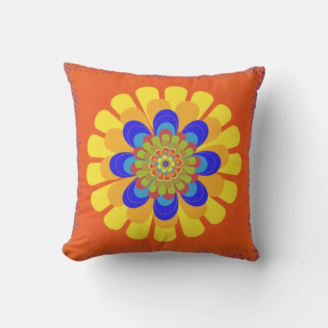 Oranje bloem buitenkussen (Voorkant)