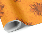 Oranje bloem cadeaupapier (Rol Hoek)