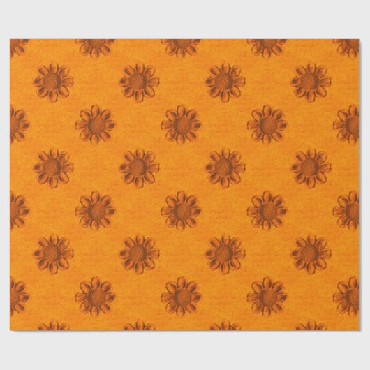 Oranje bloem cadeaupapier (Vlak)