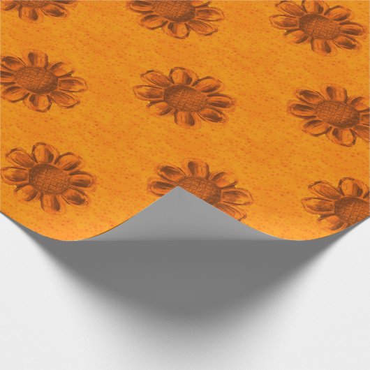 Oranje bloem cadeaupapier (Hoek)