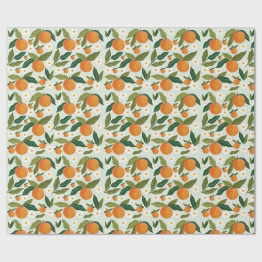 Oranje bloem Citrus Clementine Cadeaupapier (Vlak)