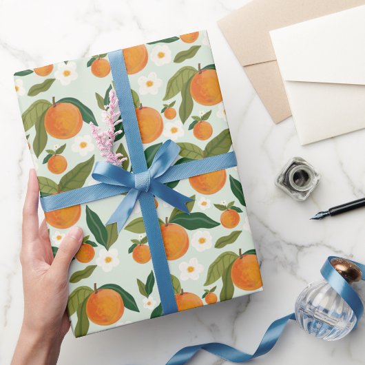 Oranje bloem Citrus Clementine Cadeaupapier