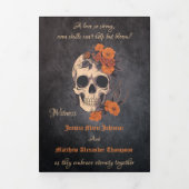Oranje Bloem Complete Drievoudige Huwelijksprogram Drieluik Uitnodiging (Cover)