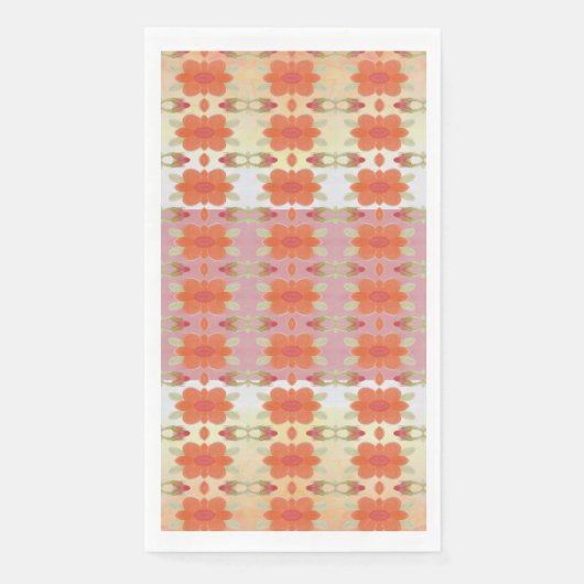 Oranje bloem geaccentueerd patroon servet (Voorkant)