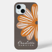 Oranje bloem gepersonaliseerde naam Case-Mate iPhone case (Achterkant)