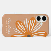 Oranje bloem gepersonaliseerde naam Case-Mate iPhone case (Achterkant (horizontaal))