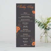 Oranje bloem gothic minimalistische bruiloft progr kaart (Staand voorkant)