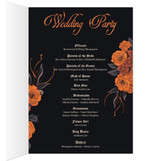 Oranje bloem gotische schedel elegant bruiloft pro (Binnen (Rechts))