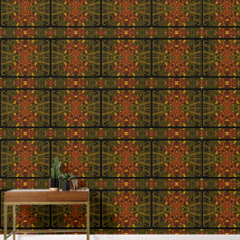 Oranje Bloem in het Groen Behang