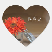 Oranje Bloem in Mason Jar Monogram Hart Sticker (Voorkant)