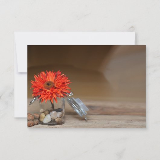 Oranje Bloem in Mason Jar RSVP & Menu Kaart (Achterkant)