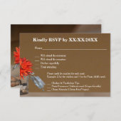 Oranje Bloem in Mason Jar RSVP & Menu Kaart (Voorkant / Achterkant)