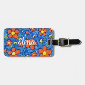 Oranje bloem in water bagagelabel (Voorkant horizontaal)