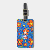 Oranje bloem in water bagagelabel (Voorkant verticaal)