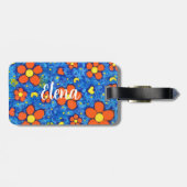 Oranje bloem in water bagagelabel (Achterkant horizontaal)