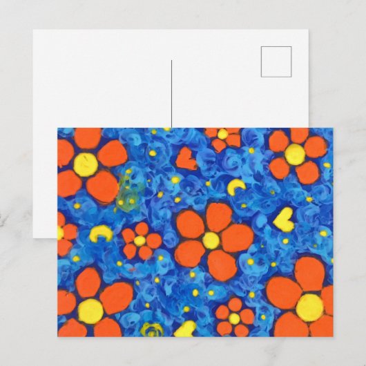 Oranje bloem in water briefkaart (Voorkant / Achterkant)