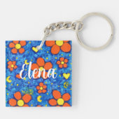 Oranje bloem in water sleutelhanger (Achterkant)