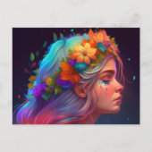 Oranje bloem kroon regenboog meisje briefkaart (Voorkant)