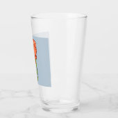 Oranje bloem met blauwe achtergrond glas (Links)