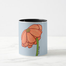 Oranje bloem met blauwe achtergrond mok