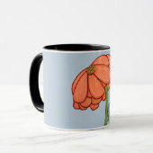 Oranje bloem met blauwe achtergrond mok (Voorkant links)