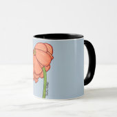 Oranje bloem met blauwe achtergrond mok (Voorkant rechts)
