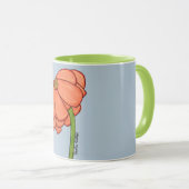 Oranje bloem met blauwe achtergrond mok (Voorkant rechts)
